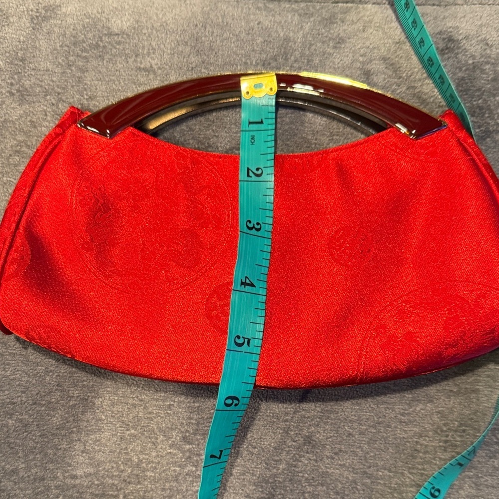 Elegant Red Asian Inspired Clutch with Silver Handle - Picture 16 of 16